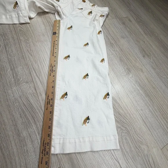 Maeve Anthropologie The Colette Wide Leg Pants White Fishing Fly Embroidered 29 - Picture 6 of 10